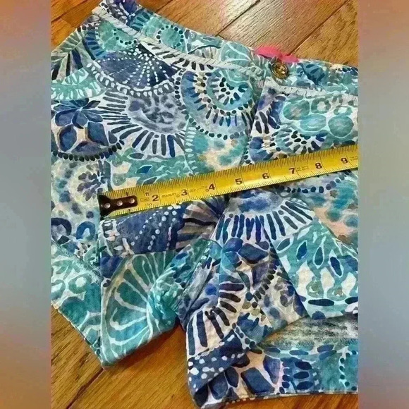 Lilly Pulitzer Adie Shorts Half Shell Turquoise/Blue 100% Cotton Women’s Size 6 - Picture 11 of 12